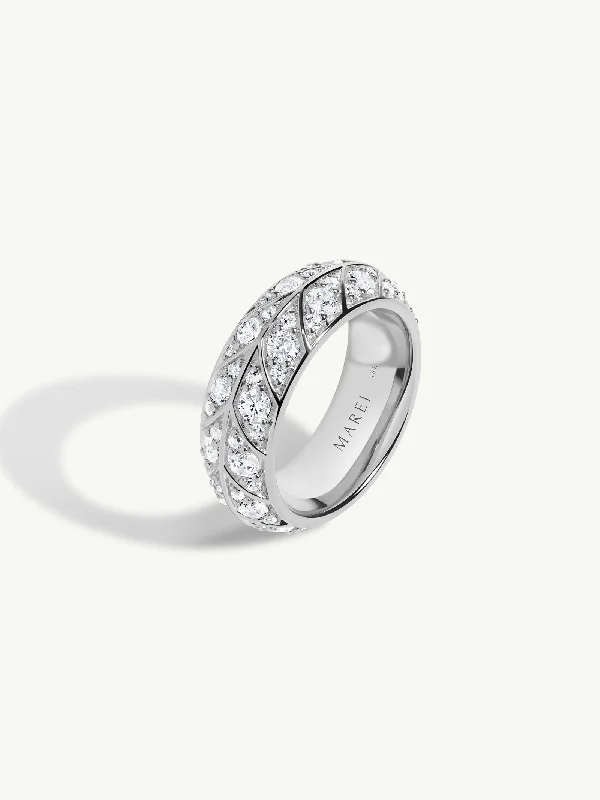 Diamond Wedding Ring with Custom Engraving-Palmyra Eternity Band With Brilliant White Diamond In Platinum, 8mm