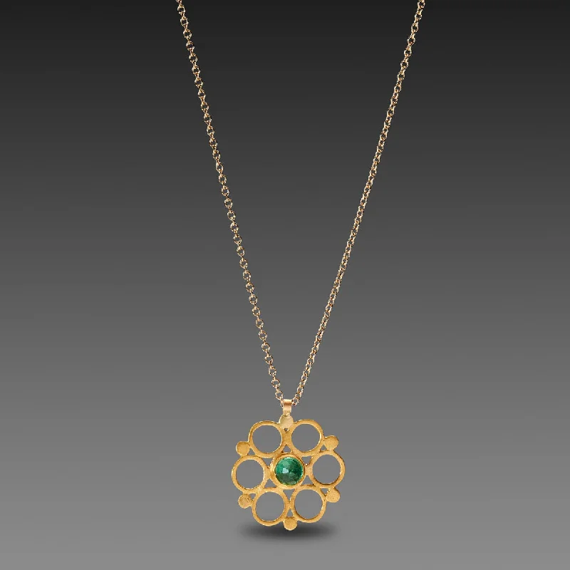 Minimalist Gemstone Necklace-Emerald Mandala Necklace