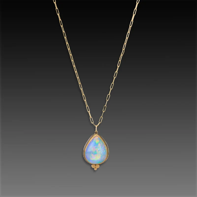 Wedding Necklace for Bride-Ethiopian Opal Teardrop Necklace