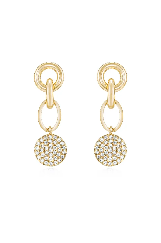 Elegant Dangly Earrings-Dangle Crystal Disc Earrings