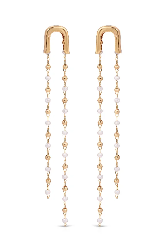 Unique Statement Earrings-Double Chain Drop Earrings