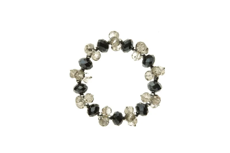 Handcrafted Designer Bracelet-Clear & Black Metallic Crystal Bracelet