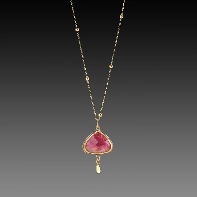 Eco-Friendly Necklace-Pink Tourmaline Teardrop Necklace