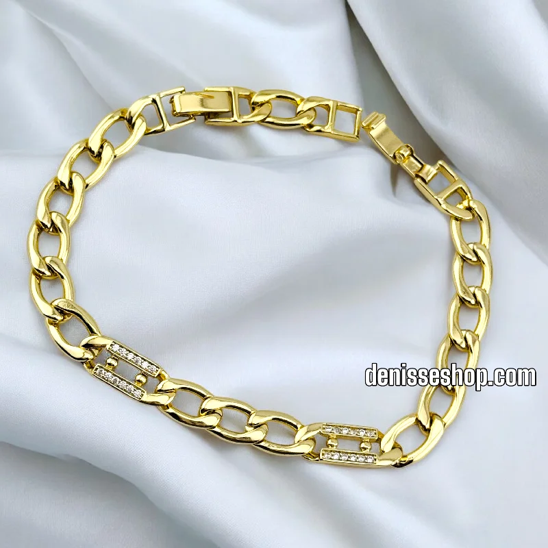 Adjustable Gold Chain Bracelet-14K GOLD DESIGN / DIAMONDLINKS BRACELET BR640