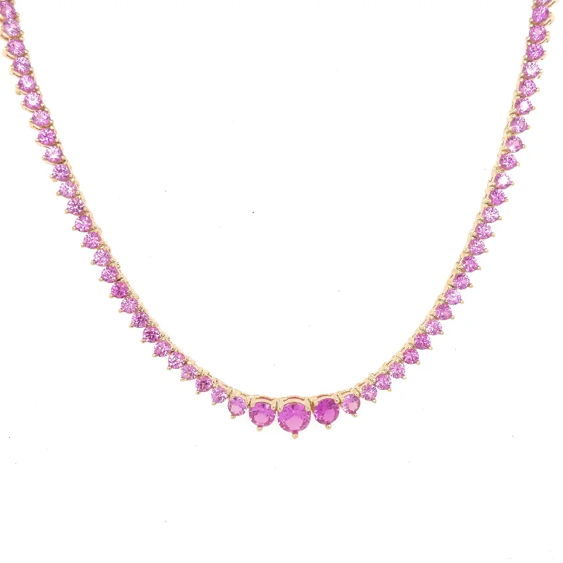 Unique Heart Necklace-Pink diamond tennis