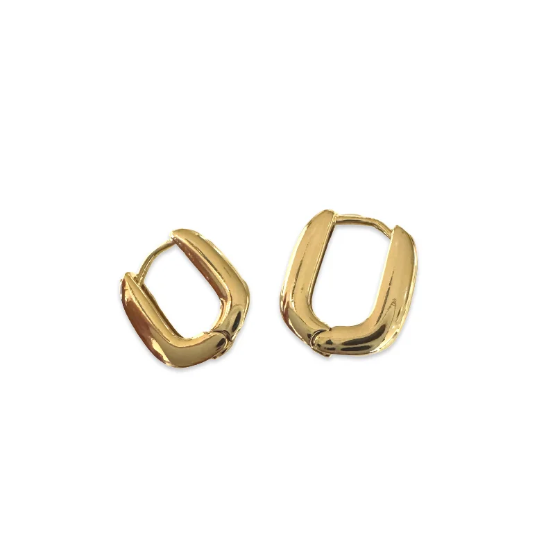 Antique Style Earrings-Gold Filled Thick Paper Clip Huggies