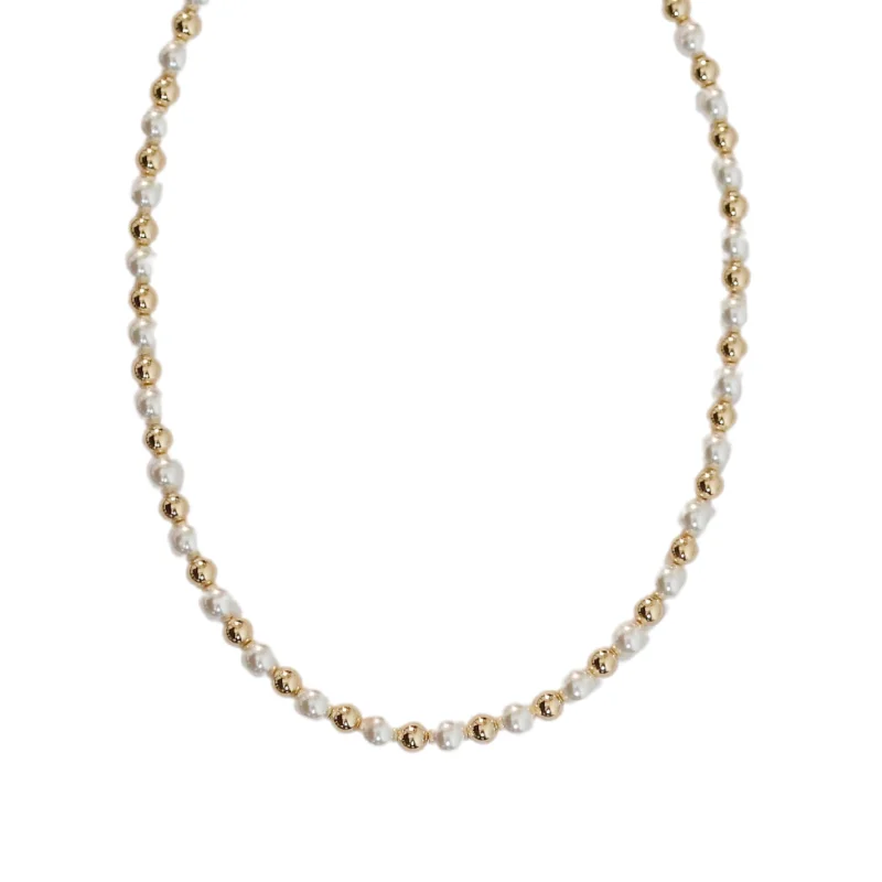 Unique Silver Necklace-"NATALIA" 14k gold-filled & pearls beaded Choker/Necklace