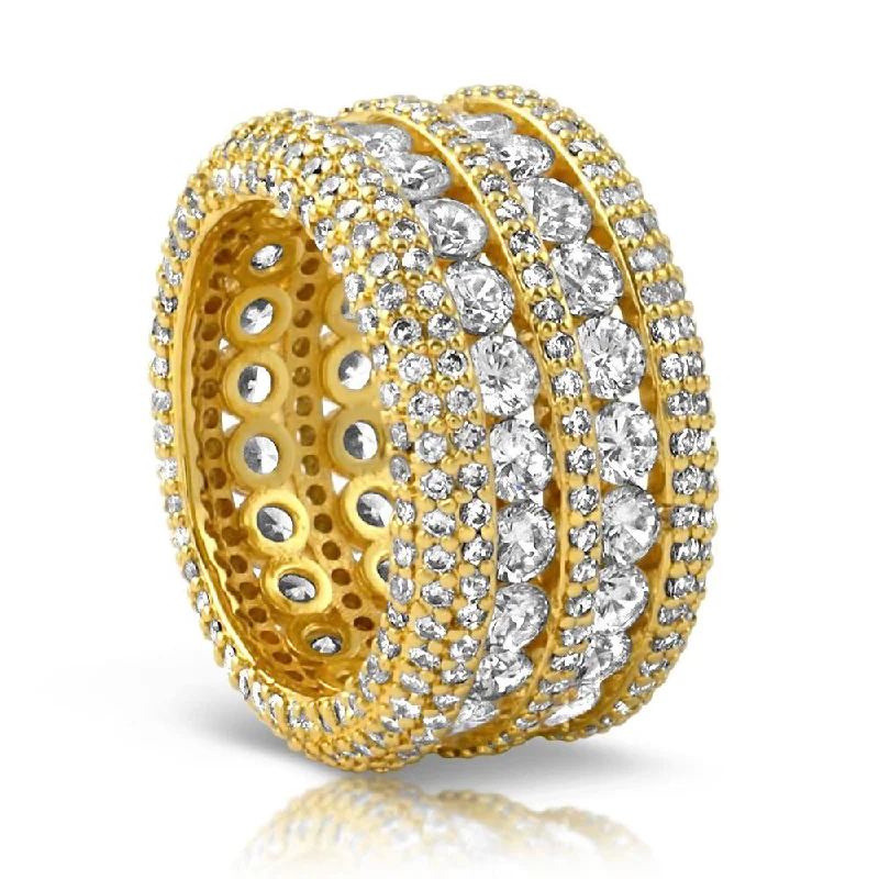 Antique Diamond Ring-Ultimate Boss Bling Bling CZ Eternity Mens Ring in Gold