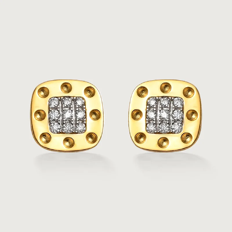 Gold Clip-On Earrings-Moissanite Square Stud Earrings