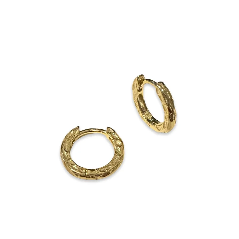 Elegant Stud Earrings-Haggy Textured Hoop Huggies