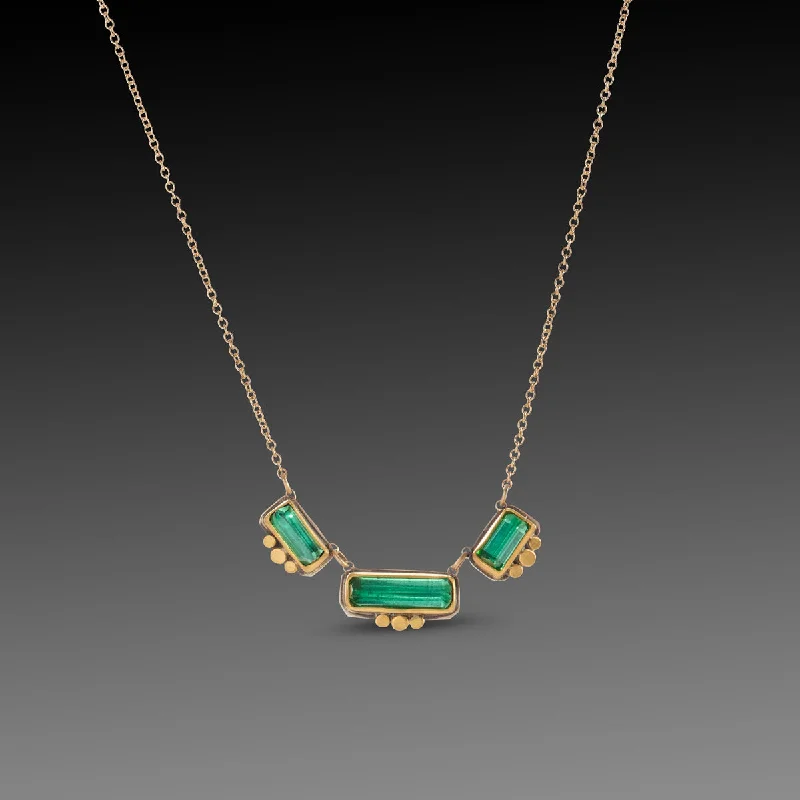 Moon Pendant Necklace-Linked Green Tourmaline Necklace