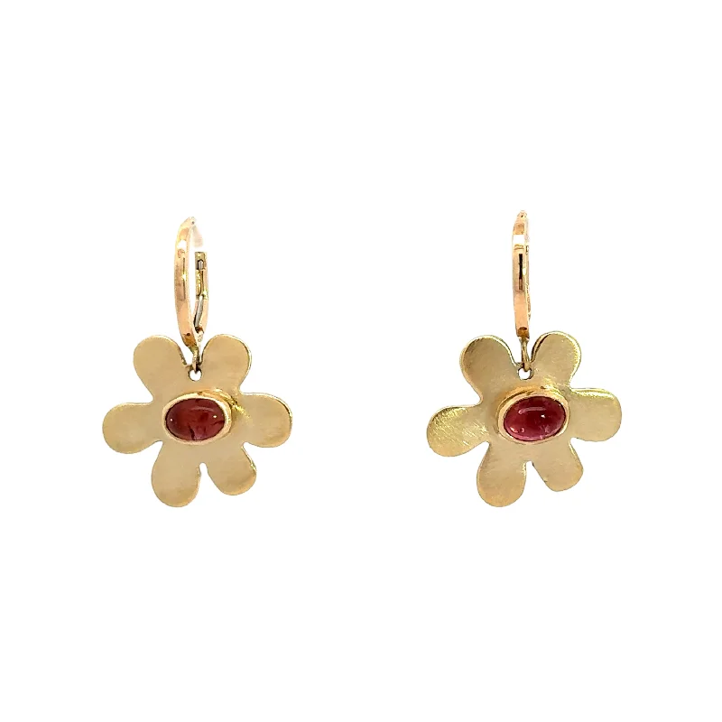 Artistic Designer Earrings-Pink Tourmaline Daisy Earrings