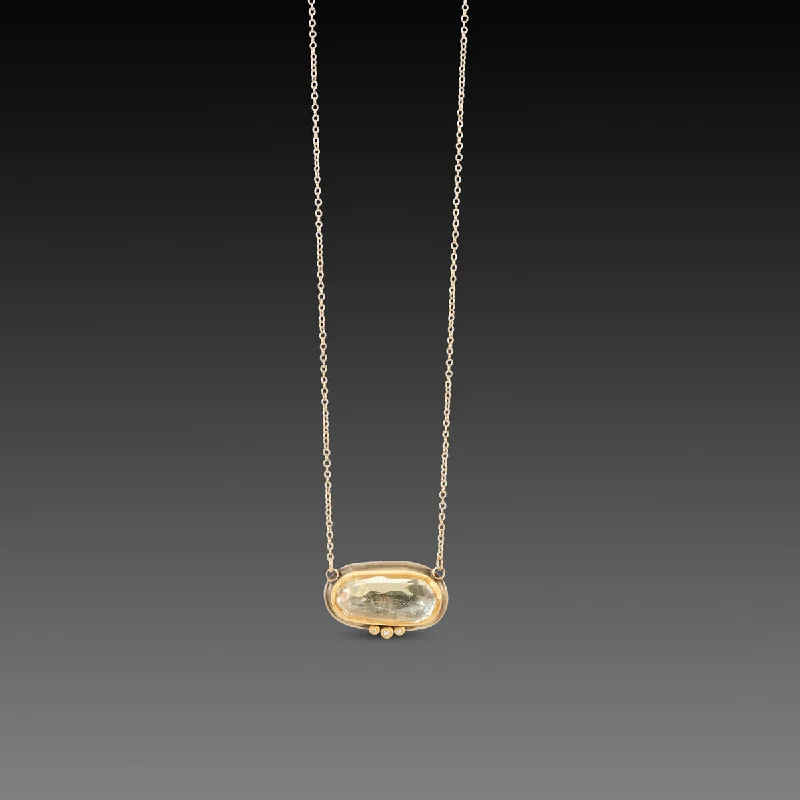 Handmade Pendant Necklace-Clear Topaz Necklace with Diamond Trio