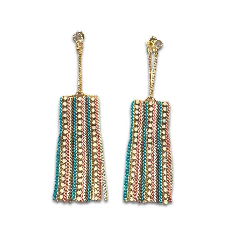 Large Bead Earrings-Krista Rectangle Chandelier Drop Earrings