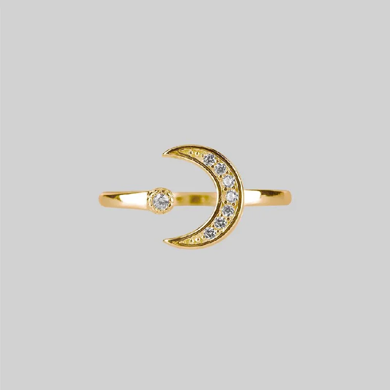 Custom Vintage Wedding Band-INDU. Moon & Star Gold Ring