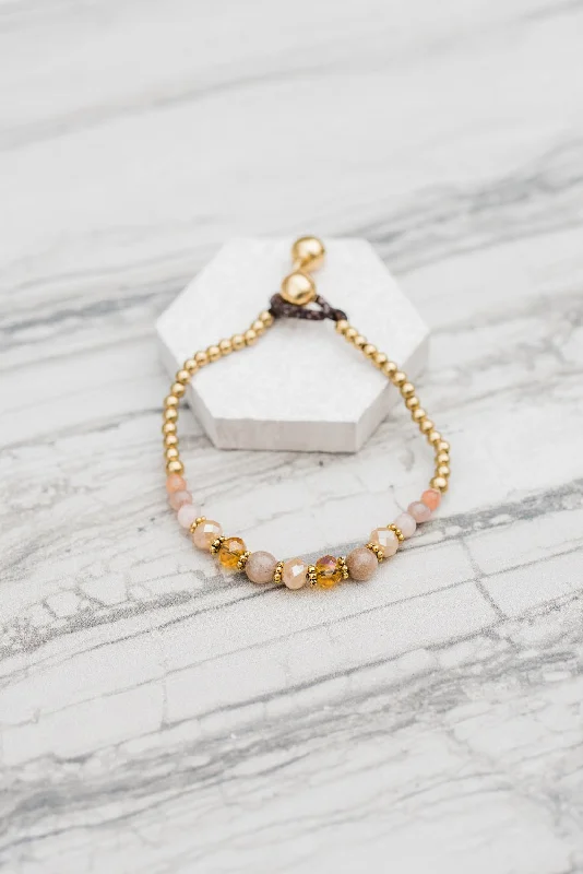 Personalized Crystal Bracelet-Blush Crystal Stack Bracelet