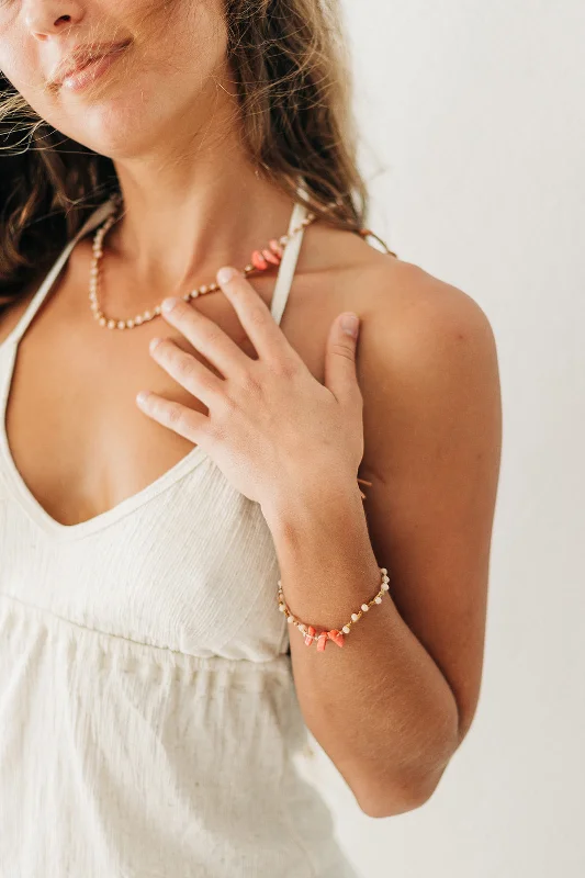 Boho Silver Bracelet-Single Coral Bracelet