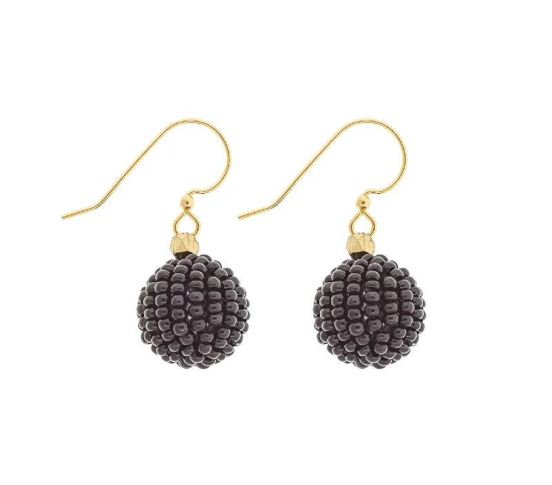 Large Hoop Drop Earrings-<br>The Bauble Earring <br> Black