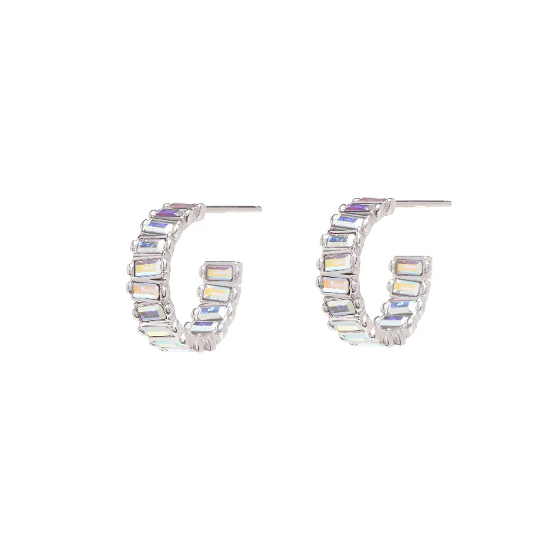 Simple Stud Earrings for Girls-XS Baby Serena Hoops in Rhodium Unicorn