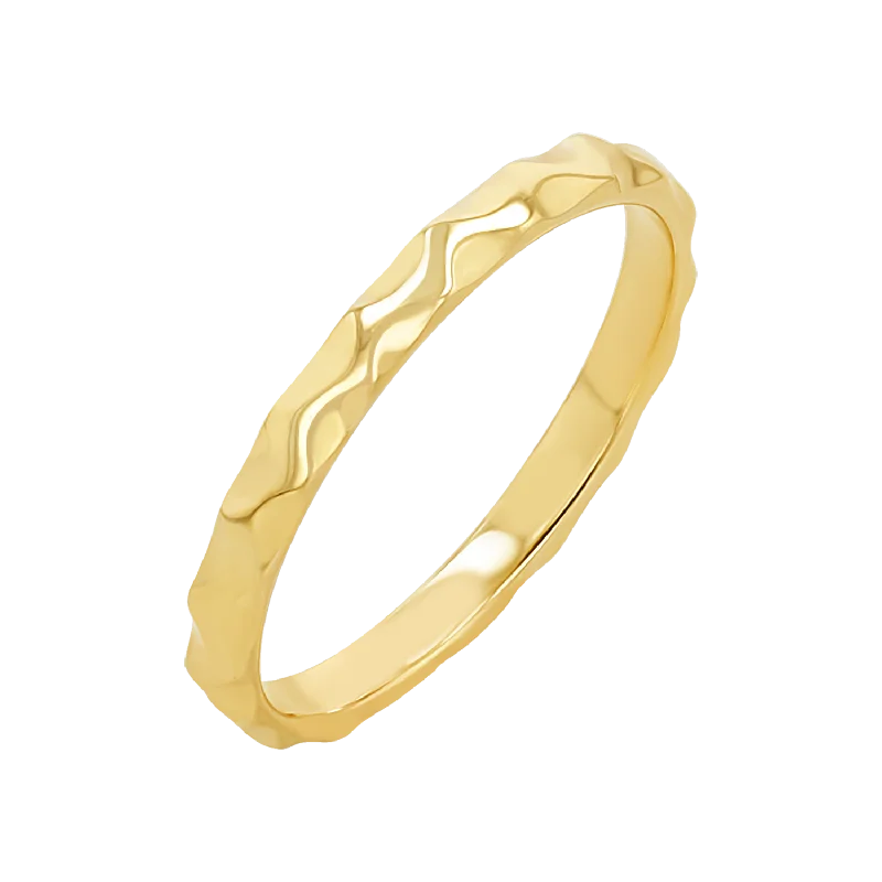 Simple Wedding Band for Women-Hammered Stacking Band