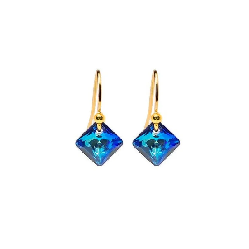 Gemstone Hoop Earrings-BERMUDA BLUE