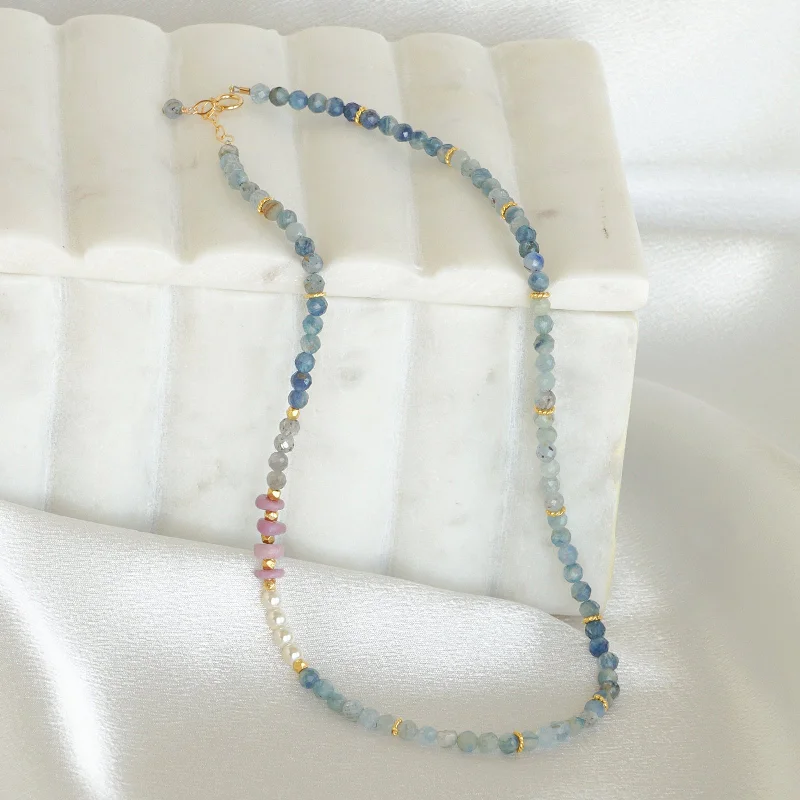 Two-Tone Gold Necklace-Blue Kyanite & Gold Holiday Necklace | 2024 Holiday Exclusive