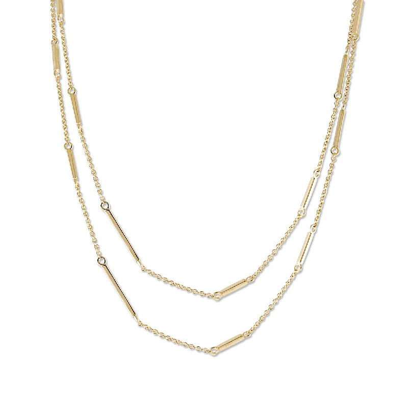 Bridal Gemstone Necklace-Matchstick/Chain Necklace in 14K Gold