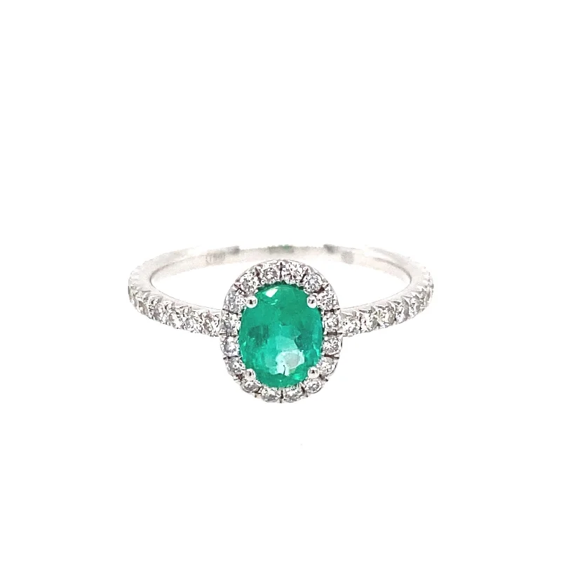 Simple Wedding Band Set-Oval Emerald Fashion Ring