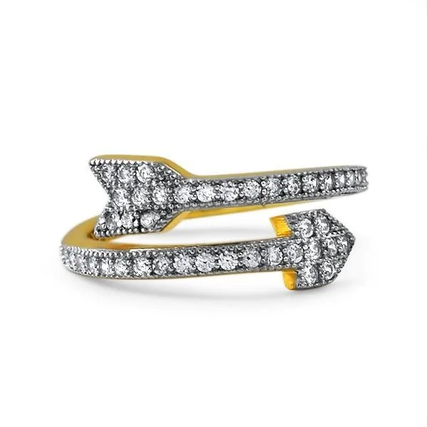 Designer Wedding Ring Set-Arrow CZ Gold .925 Sterling Silver Ring Celeb Inspired