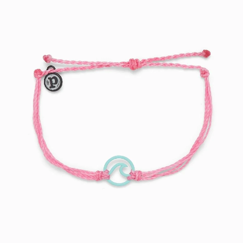 Elegant Silver Link Bracelet-PuraVida, Aqua Enamel Wave Bracelet, Light Pink