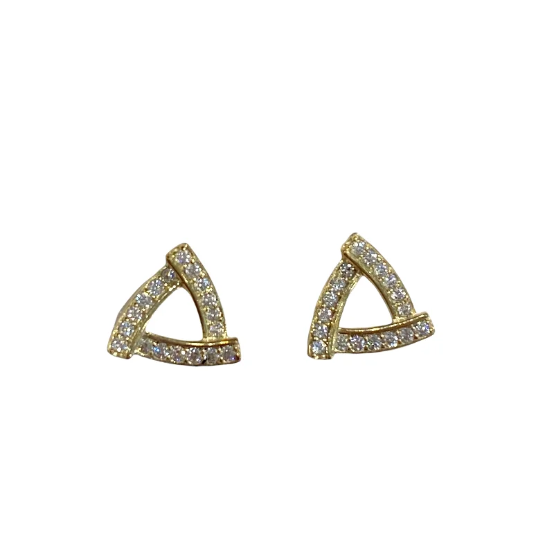 Luxury Pearl Earrings-Geovana Sparkle Hollow Triangle Studs