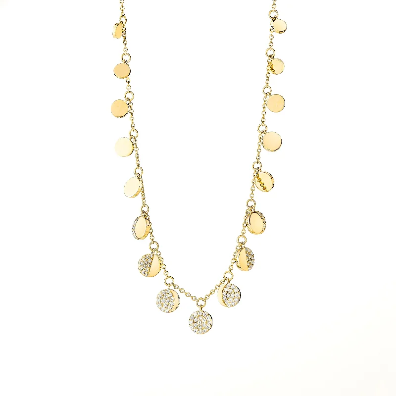 Gold Statement Necklace-Cosmic Moon Phase Necklace