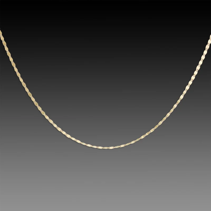 Dainty Crystal Necklace-Delicate Gold Flat Chain Necklace