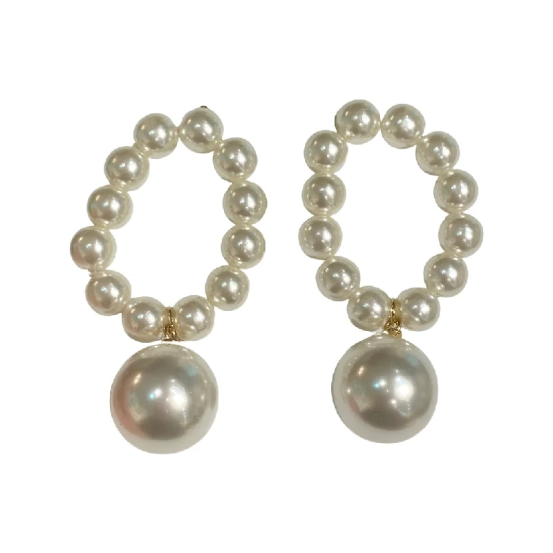 Wedding Dangle Earrings-Pearl Fashion Statement Earrings