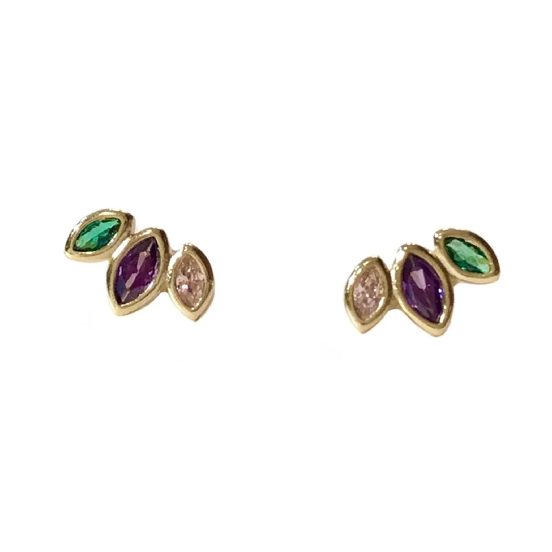 Beautiful Stud Earrings-Amy Triple Marquis Studs