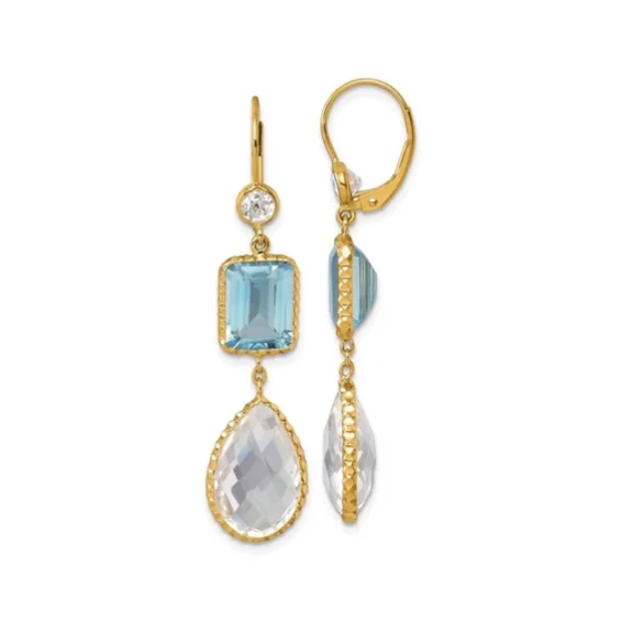 Cute Pearl Earrings-Blue Topaz Drop Earrings