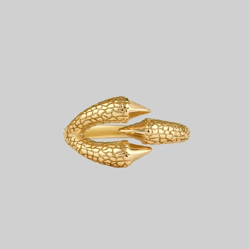 Customized Promise Ring-MERCY. Eagle Claw Gold Wrap Ring