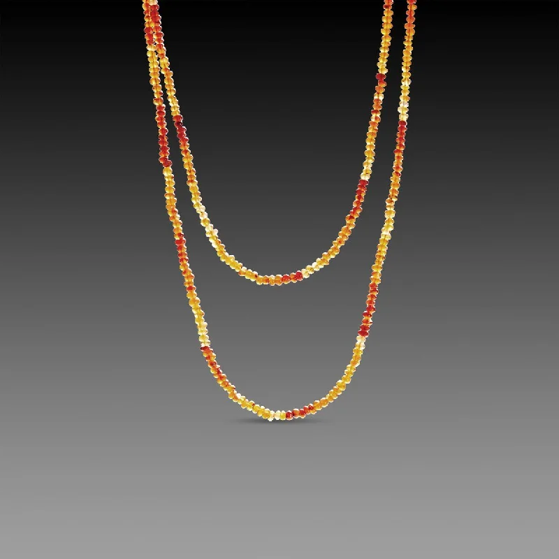 Elegant Gemstone Pendant Necklace-Long Ombre Carnelian Necklace