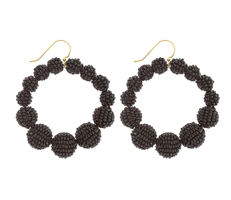 Chandelier Earrings for Weddings-<br>The Olivia Hoop <br> Black