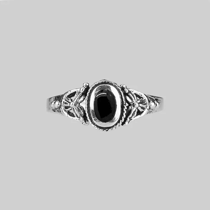 Colored Sapphire Ring-DARK SOUL. Detailed Onyx Silver Ring