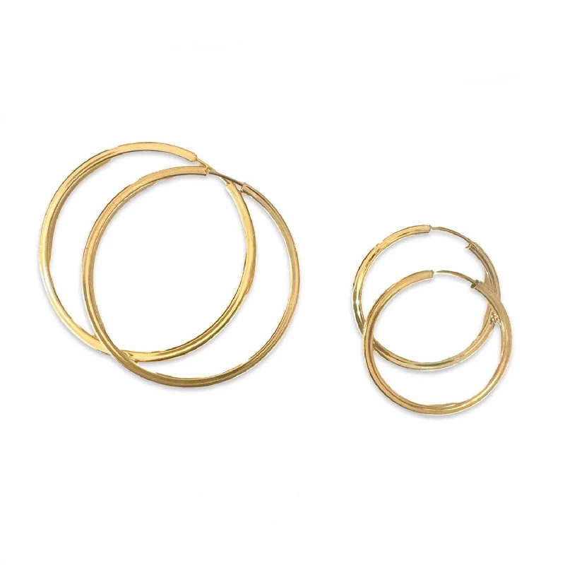 Boho Earrings for Summer-Gold Filled Cubic Hollow Hoops