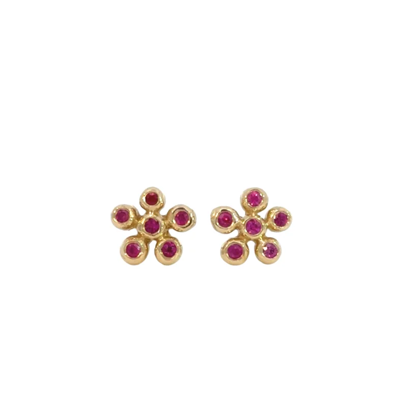 Cute Crystal Earrings-Pink Sapphire Pimpernel Studs