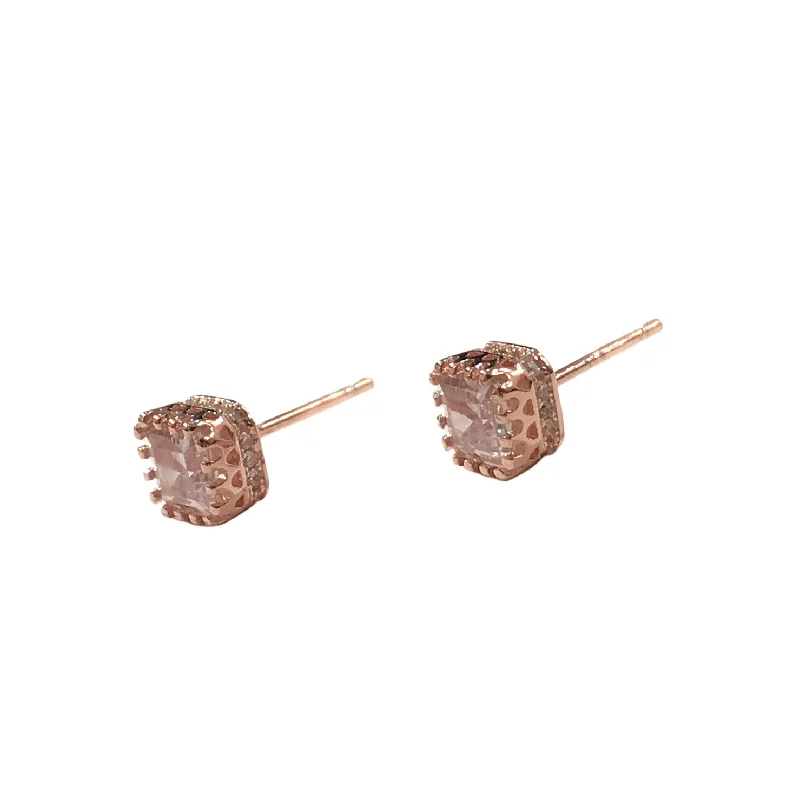 Classic Diamond Earrings-Amy Baguette Cubic Zirconia Pave Side Studs