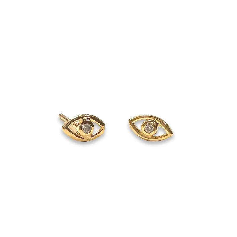 Black Diamond Earrings-Gold Filled Evil Eye Stud Earrings