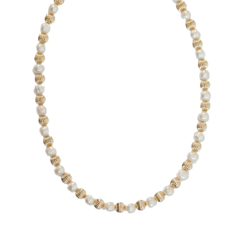 Designer Pendant Necklace-"LUCY" 14k gold-filled & pearl beaded Choker/Necklace