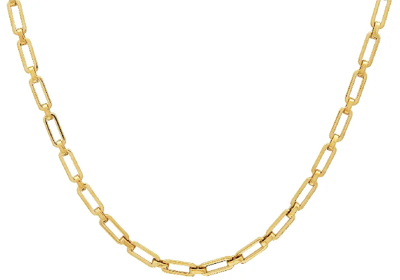 Dainty Diamond Necklace-Mens 4MM Gold Plated Stainless Steel Paperclip Necklace