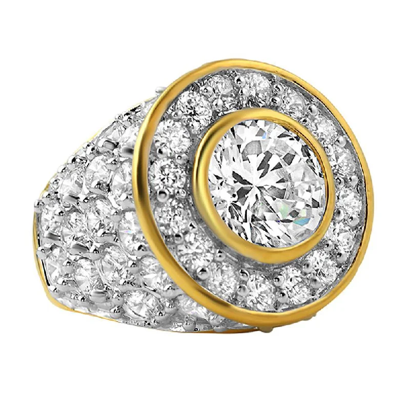 Custom Wedding Band for Women-Custom Centerstone Gold CZ Bling Bling Ring