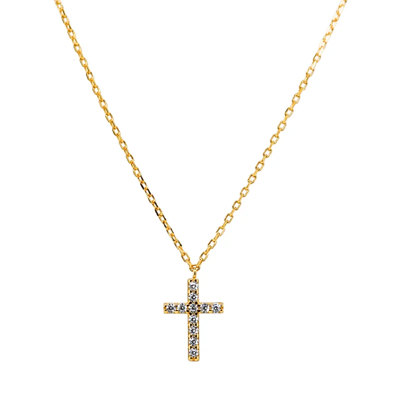 Adjustable Necklace for Women-"CHRISTINA" Large Cross Pave CZ Necklace