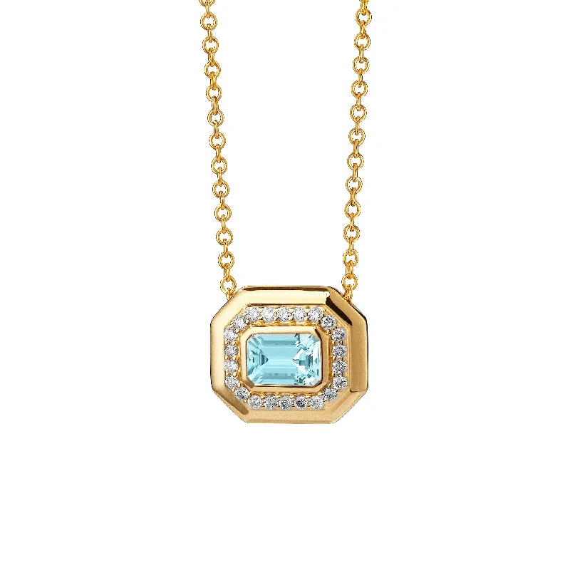 Silver Bar Necklace-Emerald Cut Necklace