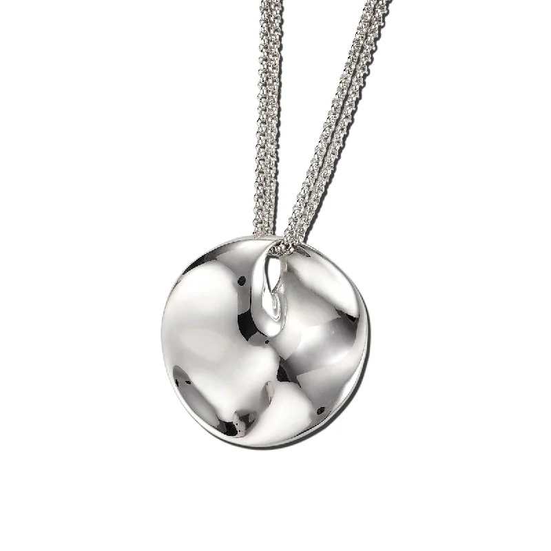 Crystal Charm Necklace-Mobius Disc on Double Chain